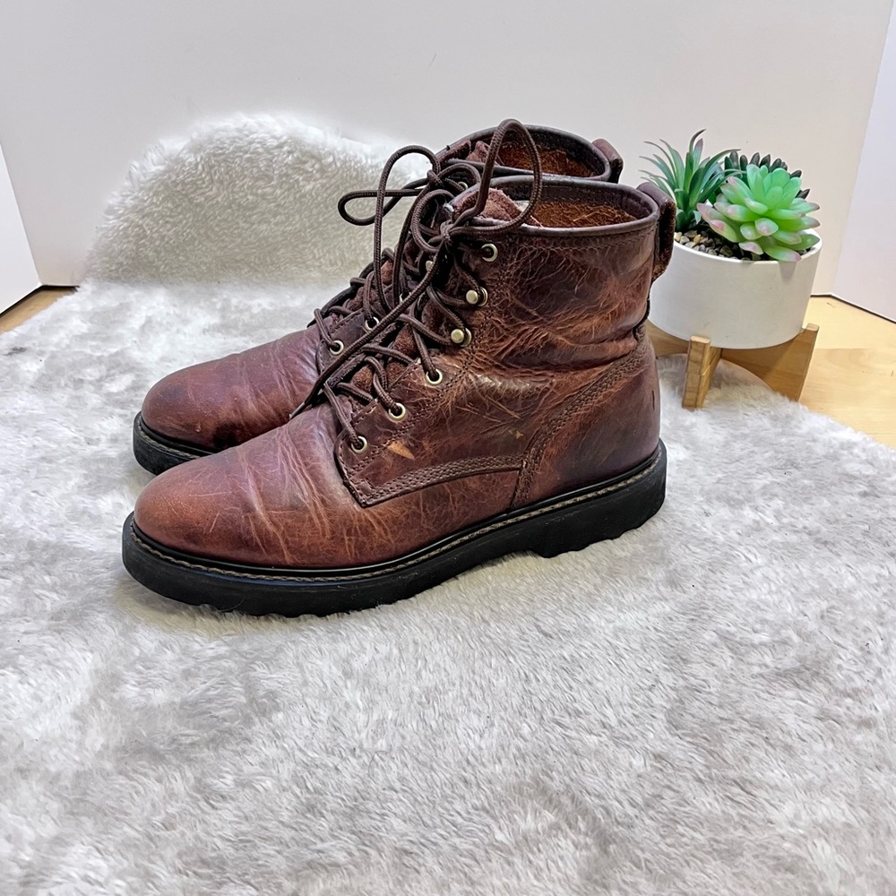 Double H | Lace Packer Brown Leather Boots #9350 Size 8.5
